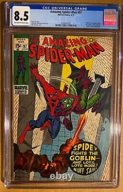 Amazing Spider-man 97 Cgc 8.5 Aspect Goblin Vert. Non Approuvé Cca (1971)
