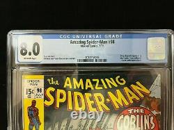Amazing Spider-man # 98 Cgc 8.0 Désapprobation Du Code De Comics / Stan Lee Gem