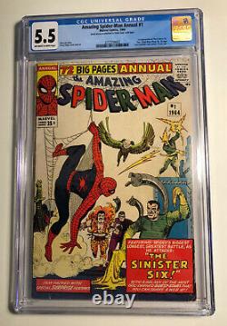 Amazing Spider-man Annual # 1 Cgc 5.5 1st Sinister Six Stan Lee Steve Ditko