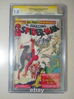 Amazing Spider-man Annuel #1 Cgc 1.8 Ss Signé Stan Lee 1st Sinister Six 1964