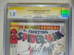 Amazing Spider-man Annuel #1 Cgc 1.8 Ss Signé Stan Lee 1st Sinister Six 1964