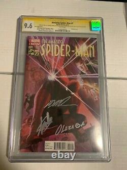 Amazing Spiderman #1j Cgc 9.6 Signé 4x Par Stan Lee Alex Ross Variant