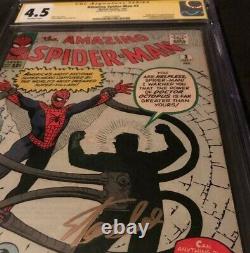 Amazing Spiderman #3 Cgc 4.5 Signé Stan Lee Première Apparition Docteur Octopus