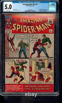 Amazing Spiderman 4 Cgc 5.0 1963 Marvel Key 1st Apparence Of Sandman Stan Lee