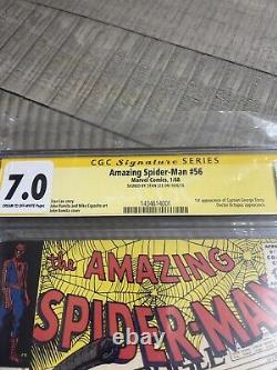 Amezing Spider-man #56 Cgc 7.0 Vf+ Very Fine+ Signé Stan Lee Cgc