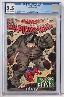 CGC 2.5 L'incroyable Spider-Man #41 Première apparition de Rhino Histoire de Stan Lee Couverture de Romita