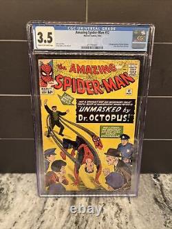 CGC 3.5 L'incroyable Spiderman #12 1964 3ème apparition de Docteur Octopus par Stan Lee Silver Age