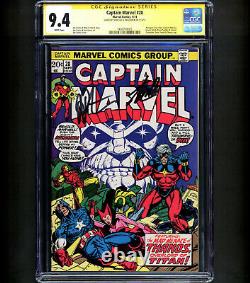 Capitaine Marvel #28 Cgc 9.4 Ss Stan Lee 1er Eon Thanos 1 De 4 En 9,4 Ss Rare Cley