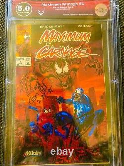 Carnage Maximum #1 Ss 5.0 Signé Tom Et Stan Lee Acclamer Promo Spider-man