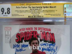 Cgc 9.8 Peter Parker Spectaculaire Spider-man #1 Signé Stan Lee Tom Holland +2