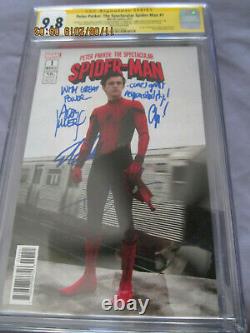 Cgc 9.8 Peter Parker Spectaculaire Spider-man #1 Signé Stan Lee Tom Holland +2