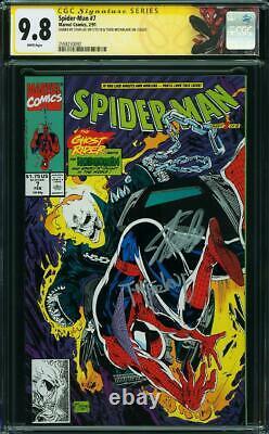 Cgc Ss 9.8 Spider-man #7 Avec Ghost Rider 1991 Signé Stan Lee & Todd Mcfarlane