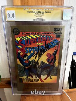 Crossover de bandes dessinées DC et Marvel Superman et Spiderman CGC SS STAN LEE Auto