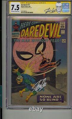 Daredevil #17 Cgc 7.5 Ss Signé Stan Lee Spider-man Nice Silver Enk Signature