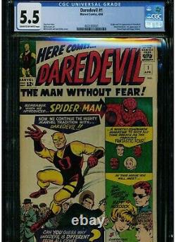 Daredevil #1 Cgc 5.5 1964 1ère Apparition Matt Murdock Jack Kirby Cover Stan Lee