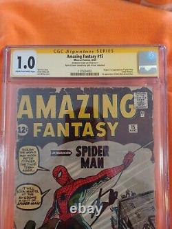 Fantasy Incroyable 15 1.0-signé Par Stan Lee 1st App Spider-man 1962 Marvel Cgc