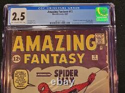 Fantasy Incroyable #15 Introducant Spider Man Premier Spider Man 1962 Cgc 2.5