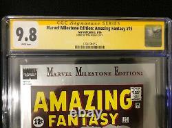 Fantasy Incroyable 15 Marvel Milestone Cgc 9.8 Ss Signé Par Stan Lee
