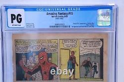 Incroyable Fantasy #15 Origine et 1ère apparition de Spider-Man Stan Lee Marvel 1962 CGC PG 5