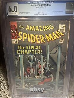 Incroyable Spider-Man #33 CGC 6.0 (couverture/art de Stan Lee et Steve Ditko) 1966 Marvel