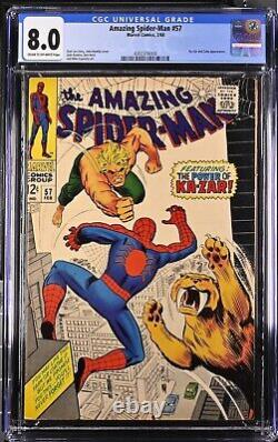 Incroyable Spider-Man #57 CGC 8.0 Première Rencontre avec Ka-Zar Stan Lee John Romita