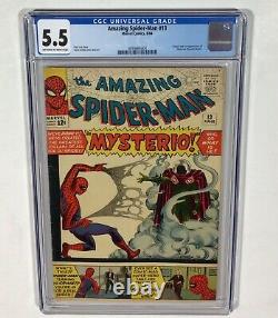 Incroyable Spider-man #13 Cgc 5.5 Cley! (1er Mysterio! Stan Lee & Ditko) 1964 Marvel