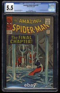 Incroyable Spider-man #33 Cgc Fn- 5.5 Couverture Classique Stan Lee Ditko! Marvel 1966