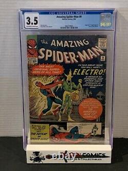 Incroyable Spider-man # 9 Cgc 3.5 1ère Application D'electro Stan Lee Ditko Marvel 1964