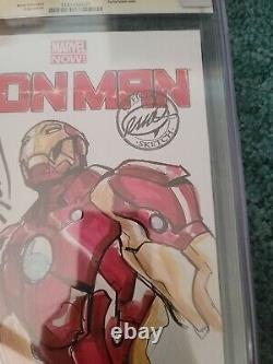 Iron Man 1 Cgc 9.8 Ss Humberto Ramos Iron Man Sketch Signé Par Stan Lee