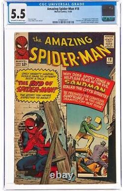 L'incroyable Spider-man #18 (novembre 1964, Marvel Comics) Cgc 5,5 Fn Daredevil