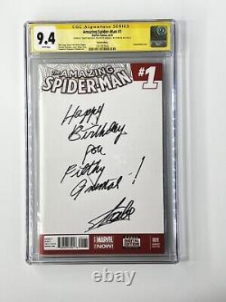 L'incroyable Spider-man #1 Cgc Ss 9.4 Stan Lee Signé Joyeux Anniversaire