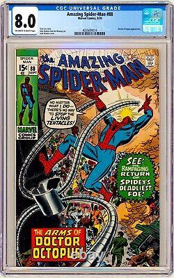 Marvel AMAZING SPIDER-MAN (1970) #88 Docteur Octopus STAN LEE + J. ROMITA CGC 8.0 	 <br/> <br/>(Note: CGC likely refers to Certified Guaranty Company, which provides comic book grading services.)