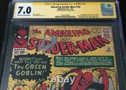 Marvel Amazing Spiderman 14 Cgc 7.0 Signé Stan Lee 1ère Apparition Gobelin Vert