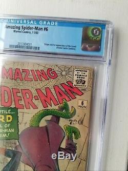 Marvel Comics Amazing Spider-man # 6 Cgc 6.0 1er Lizard Stan Lee, Ditko 1963