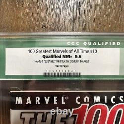 Noté CGC 9.6 NM+ signé par Stan Lee : Les 100 plus grands Marvels de tous les temps #10, Blanc.