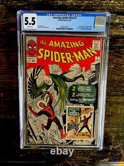Rares Pages Blanches! Amazing Spider-man #2 Cgc 5.5 1er Vulture