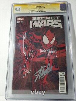 Secret Wars #1 Red Legacy Edition Cgc Ss Spider-man #1 Couverture Hommage Stan Lee Sig