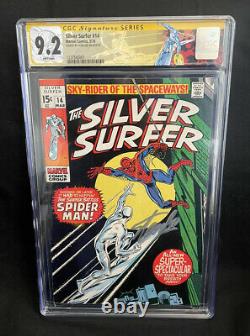 Silver Surfer #14 Cgc Ss 9.2 Wp Signé Par Stan Lee Spider-man Apparence