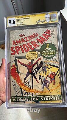 SpiderMan incroyable #1 CGC 9.6 1966 Disque d'or signé Stan Lee POPULATION 1/12