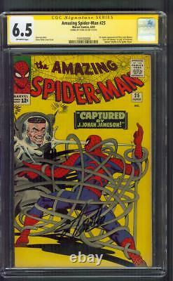 Spider Man 25 Cgc Ss 6.5 Stan Lee Signe 1ère Mary Jane Steve Ditko 1965