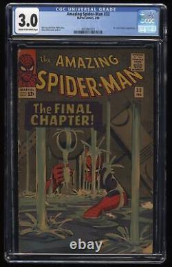 Spider-Man Incroyable #33 CGC GD/VG 3.0 Couverture classique de Stan Lee et Ditko ! Marvel 1966