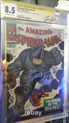 Spider-Man Incroyable 41 cgc 8.5 Ss Signé Stan Lee Romita Signature Series Rhino