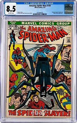 Spider-Man étonnant #105 CGC 8.5 (février 1972, Marvel) Histoire de Stan Lee, Spider-Slayer