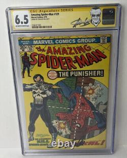 Spider-Man étonnant #129 CGC 6.5 1ère apparition. Punisher & Jackal Signé par Stan Lee 1974