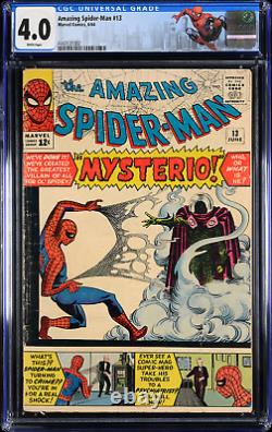 Spider-Man étonnant #13 (1964) CGC 4.0, boîtier sur mesure! Blanc! 1er Mysterio