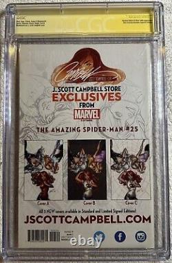 Spider-Man étonnant 25 CGC SS 9.6 Signé Stan Lee Scott Campbell Variant Pas 9.8