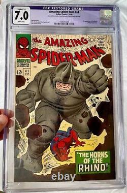 Spider-Man étonnant #41 1966 CGC 7.0 FN/VF Première apparition de Rhino Classique restauré