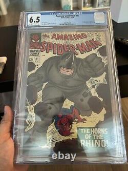 Spider-Man étonnant #41 Cgc 6.51966 Marvel Blanc? Pgs1ère apparition de Rhinostan Lee