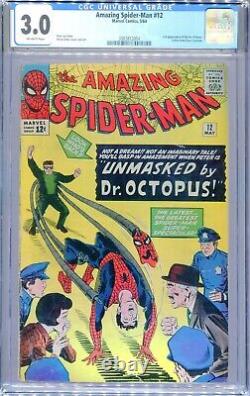Spider-Man étonnant n ° 12? CGC 3.0? 3ème apparition de Dr Octopus? Stan Lee 1964
