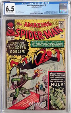 Spider-Man étonnant n°14 Cgc 6.5 1964, Premier Bouffon Vert de Marvel! Stan Lee et Ditko